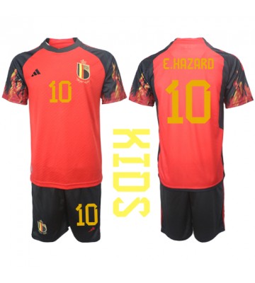 Belgia Eden Hazard #10 Hjemmedraktsett Barn VM 2022 Kortermet (+ Korte bukser)